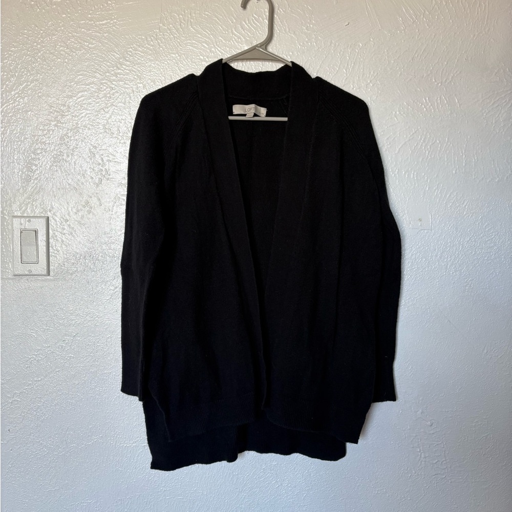 LOFT Black Open-Front Knit Cardigan